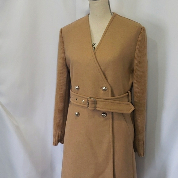 𝅺DIESEL Galore Wool Knit Sleeves Overcoat Long Wrap - Picture 2 of 12